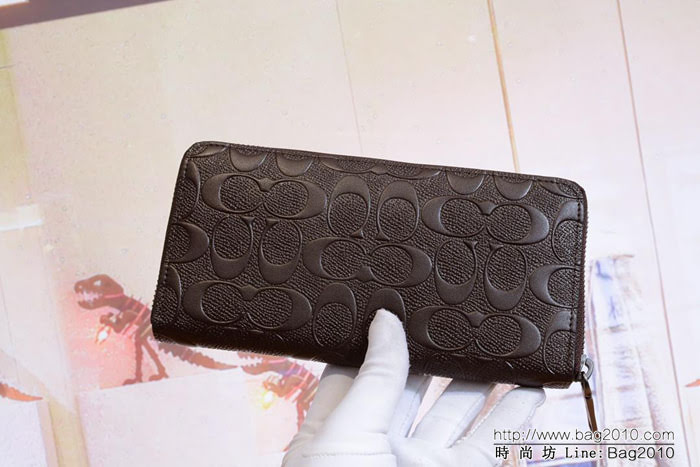 COACH蔻馳 簡約時尚 男士拉鏈牛皮錢包 75372  Chz1220